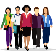 Group of 5 people of different cultures