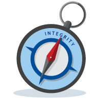 Moral Compass pointing to Integrity